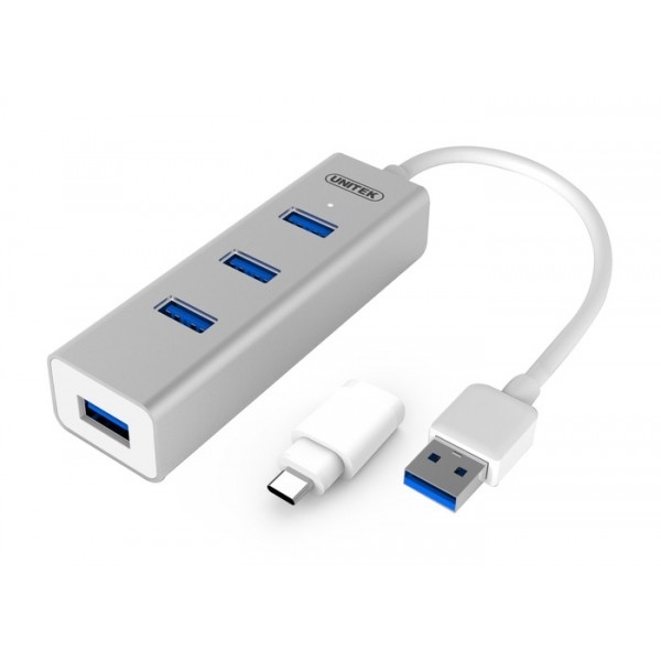 Hub USB 3.0 4 Ports &amp; Đầu Đổi Type-C Unitek (Y 3082B)